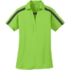 Custom Port Authority Womens Silk Touch Performance Colorblock Stripe Polo. Lime Green/Steel Gray