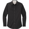 Custom Port Authority Womens Long Sleeve Easy Care Shirt. Black/Light Stone Beige