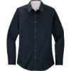 Custom Port Authority Womens Long Sleeve Easy Care Shirt. Cl Navy/Lt Stn