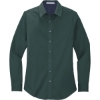 Custom Port Authority Womens Long Sleeve Easy Care Shirt. Dark Green/Navy Blue