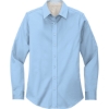 Custom Port Authority Womens Long Sleeve Easy Care Shirt. Light Blue/Light Stone Beige