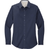 Custom Port Authority Womens Long Sleeve Easy Care Shirt. Navy Blue/Light Stone Beige