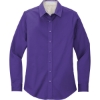 Custom Port Authority Womens Long Sleeve Easy Care Shirt. Purple/Light Stone Beige