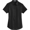Custom Port Authority Womens Short Sleeve SuperPro Twill Shirt. Black
