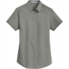 Custom Port Authority Womens Short Sleeve SuperPro Twill Shirt. Monument Grey