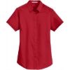 Custom Port Authority Womens Short Sleeve SuperPro Twill Shirt. Rich Red