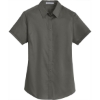 Custom Port Authority Womens Short Sleeve SuperPro Twill Shirt. Sterling Grey