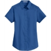 Custom Port Authority Womens Short Sleeve SuperPro Twill Shirt. True Blue
