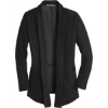 Custom Port Authority Womens Interlock Cardigan. Deep Black/Charcoal Heather Gray