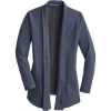 Custom Port Authority Womens Interlock Cardigan. Estate Blue/Charcoal Heather Gray