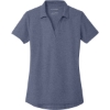 Custom Port Authority Womens C-FREE Cotton Blend Pique Polo Navy Blue Heather