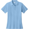 Custom Port & Co Womens Core Blend Pique Polo. Light Blue