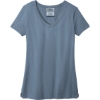 Custom Port & Co Womens Beach Wash Garment-Dyed V-Neck Tee Faded Denim Blue