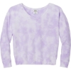 Custom Port & Co Womens Beach Wash Cloud Tie-Dye V-Neck Sweatshirt Amethyst Purple