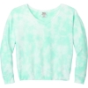 Custom Port & Co Womens Beach Wash Cloud Tie-Dye V-Neck Sweatshirt Cool Mint Green