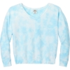 Custom Port & Co Womens Beach Wash Cloud Tie-Dye V-Neck Sweatshirt Glacier Blue