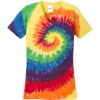 Custom Port & Co Womens Tie-Dye V-Neck Tee. Rainbow Tie Dye