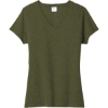 Custom Port & Co Womens Tri-Blend V-Neck Tee. Military Green Heather
