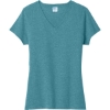 Custom Port & Co Womens Tri-Blend V-Neck Tee. Vivid Teal Blue Heather