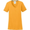 Custom Port & Co Womens Performance Blend V-Neck Tee. Gold
