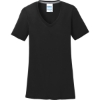 Custom Port & Co Womens Performance Blend V-Neck Tee. Jet Black