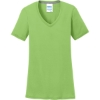 Custom Port & Co Womens Performance Blend V-Neck Tee. Lime Green