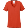 Custom Port & Co Womens Performance Blend V-Neck Tee. Orange