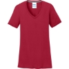 Custom Port & Co Womens Performance Blend V-Neck Tee. Red
