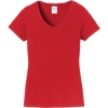 Custom Port & Co Womens Fan Favorite V-Neck Tee. Bright Red