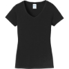 Custom Port & Co Womens Fan Favorite V-Neck Tee. Jet Black