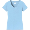 Custom Port & Co Womens Fan Favorite V-Neck Tee. Light Blue