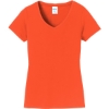 Custom Port & Co Womens Fan Favorite V-Neck Tee. Orange