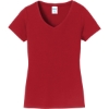 Custom Port & Co Womens Fan Favorite V-Neck Tee. Team Cardinal Red