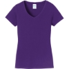 Custom Port & Co Womens Fan Favorite V-Neck Tee. Team Purple