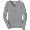 Custom Port & Co Womens Long Sleeve Fan Favorite V-Neck Tee. Athletic Heather Gray