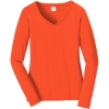 Custom Port & Co Womens Long Sleeve Fan Favorite V-Neck Tee. Orange