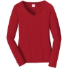 Custom Port & Co Womens Long Sleeve Fan Favorite V-Neck Tee. Team Cardinal Red