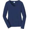 Custom Port & Co Womens Long Sleeve Fan Favorite V-Neck Tee. Team Navy Blue