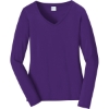 Custom Port & Co Womens Long Sleeve Fan Favorite V-Neck Tee. Team Purple