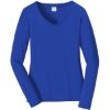 Custom Port & Co Womens Long Sleeve Fan Favorite V-Neck Tee. True Royal Blue