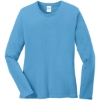Custom Port & Co Womens Long Sleeve Core Cotton Tee. Aquatic Blue