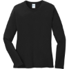 Custom Port & Co Womens Long Sleeve Core Cotton Tee. Jet Black