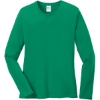 Custom Port & Co Womens Long Sleeve Core Cotton Tee. Kelly Green