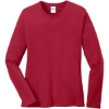 Custom Port & Co Womens Long Sleeve Core Cotton Tee. Red