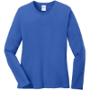 Custom Port & Co Womens Long Sleeve Core Cotton Tee. Royal Blue