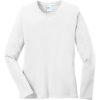 Custom Port & Co Womens Long Sleeve Core Cotton Tee. White