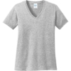 Custom Port & Co Womens Core Cotton V-Neck Tee. Ash Gray