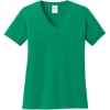 Custom Port & Co Womens Core Cotton V-Neck Tee. Kelly Green