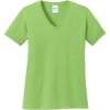 Custom Port & Co Womens Core Cotton V-Neck Tee. Lime Green