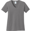 Custom Port & Co Womens Core Cotton V-Neck Tee. Medium Grey